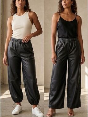 Faux Leather parachute pants